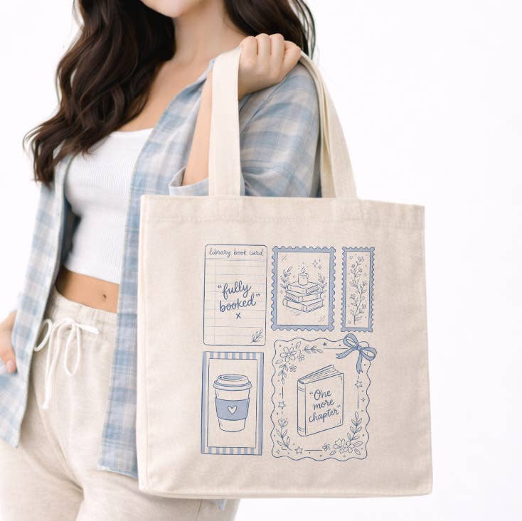 Pretty Fully Booked Book Lover Canvas Tote Bag