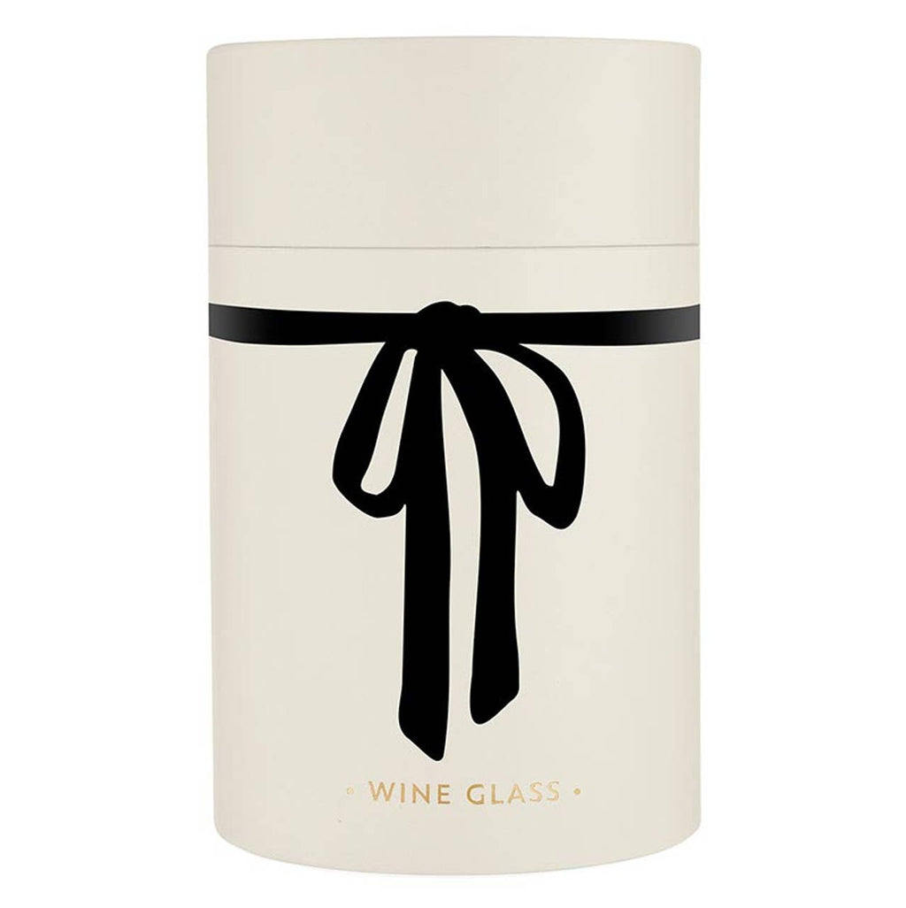 Stemless Wine Glass - Black Bow